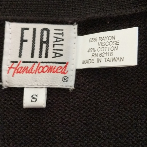 Fia Italia hand loomed black cardigan Size Small - Picture 2 of 5
